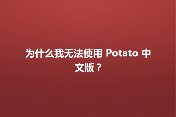 为什么我无法使用 Potato 中文版？🤔💻