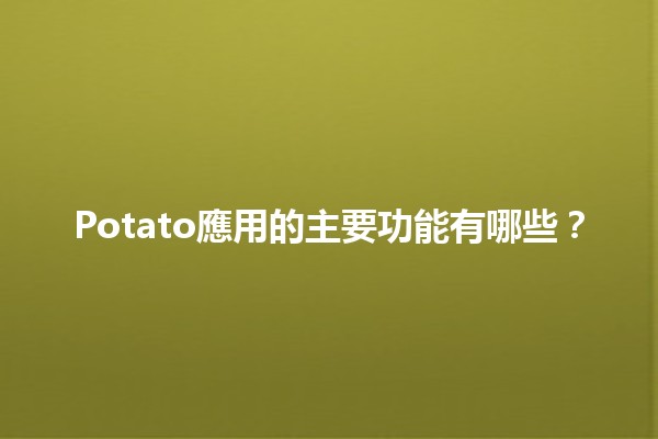 Potato應用的主要功能有哪些？🌟📱