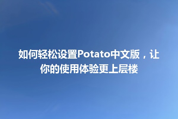 如何轻松设置Potato中文版，让你的使用体验更上层楼 🥔✨