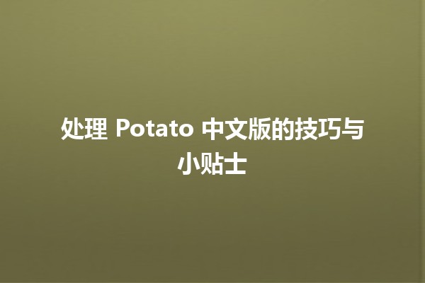 处理 Potato 中文版的技巧与小贴士 🥔✨