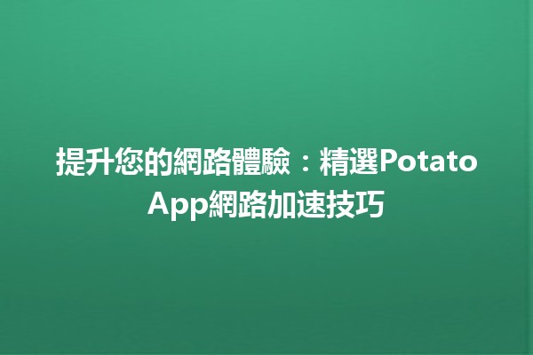 🌐 提升您的網路體驗：精選PotatoApp網路加速技巧 🚀