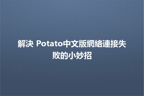 解決🐟 Potato中文版網絡連接失敗的小妙招💻