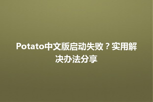 🥔 Potato中文版启动失败？实用解决办法分享