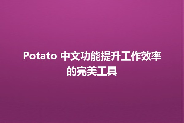 🥔 Potato 中文功能提升工作效率的完美工具 🚀