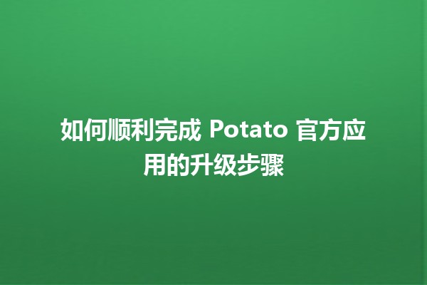 🍟 如何顺利完成 Potato 官方应用的升级步骤 🚀