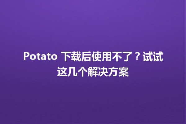 Potato 下载后使用不了？试试这几个解决方案 🔧🛠️