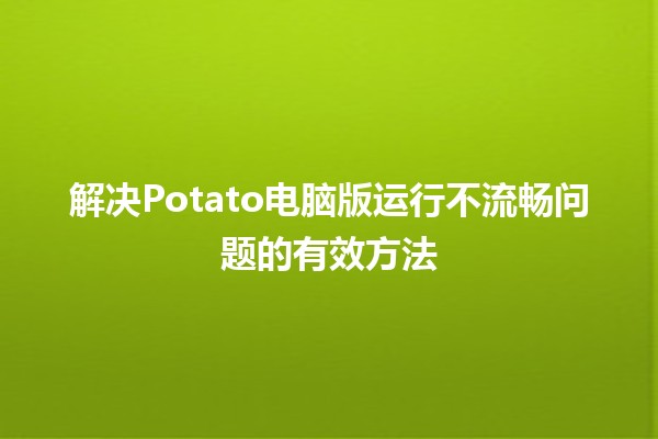 解决Potato电脑版运行不流畅问题的有效方法🚀✨