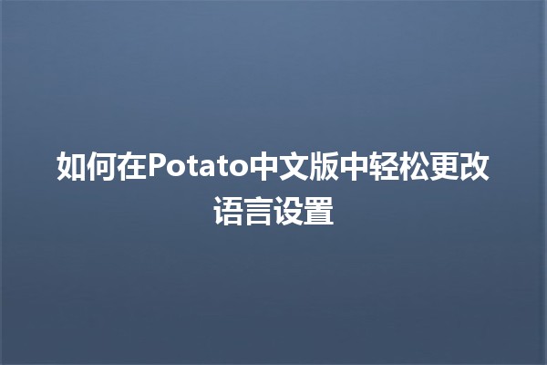 如何在Potato中文版中轻松更改语言设置 🌍🛠️