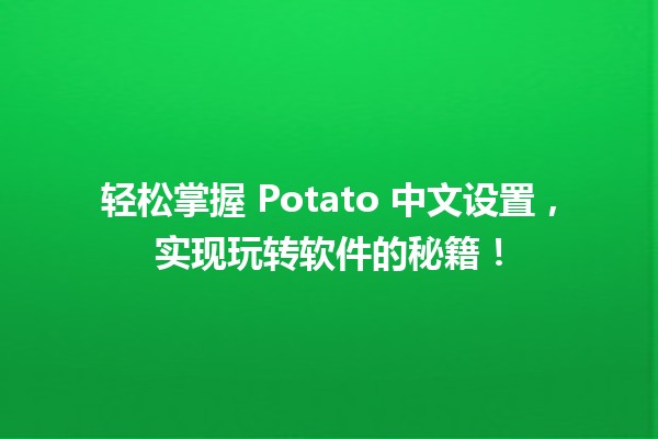 🥔 轻松掌握 Potato 中文设置，实现玩转软件的秘籍！✨