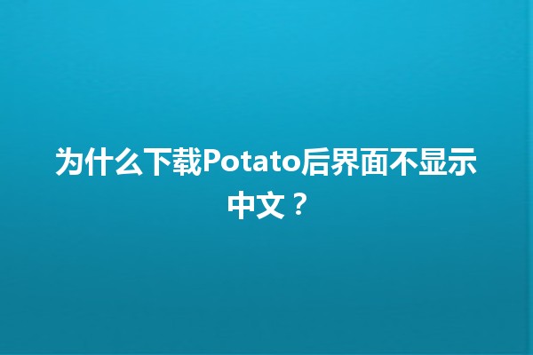 为什么下载Potato后界面不显示中文？🔍🌐