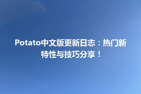 Potato中文版更新日志🌟：热门新特性与技巧分享！