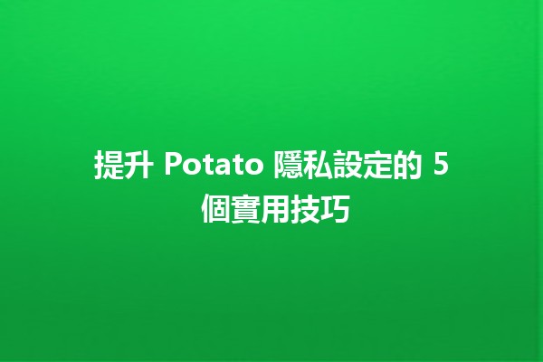 提升 Potato 隱私設定的 5 個實用技巧 🥔🔒