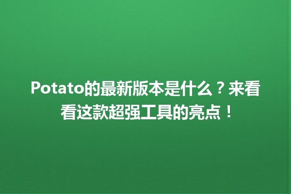 Potato的最新版本是什么？🍟🚀来看看这款超强工具的亮点！