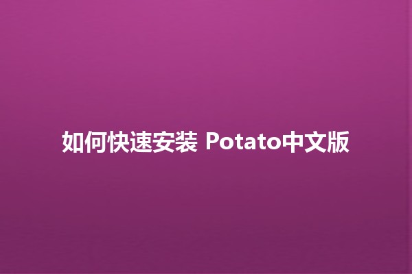 如何快速安装 Potato中文版 🌟