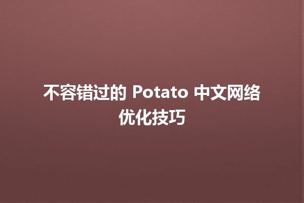 🍟 不容错过的 Potato 中文网络优化技巧 🚀