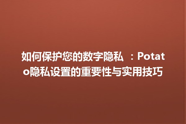 如何保护您的数字隐私 🔒🥔：Potato隐私设置的重要性与实用技巧