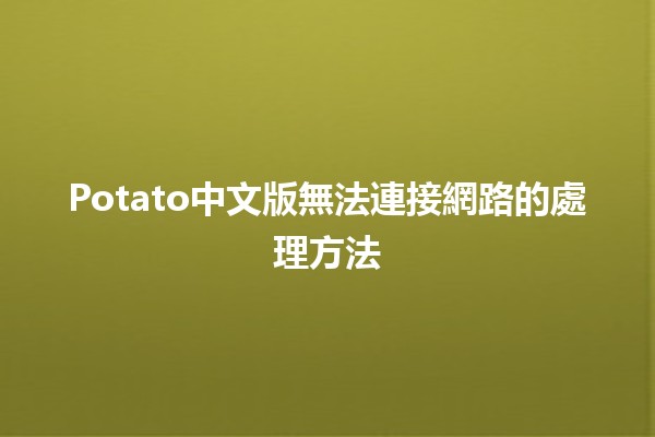 Potato中文版無法連接網路的處理方法🔧💻