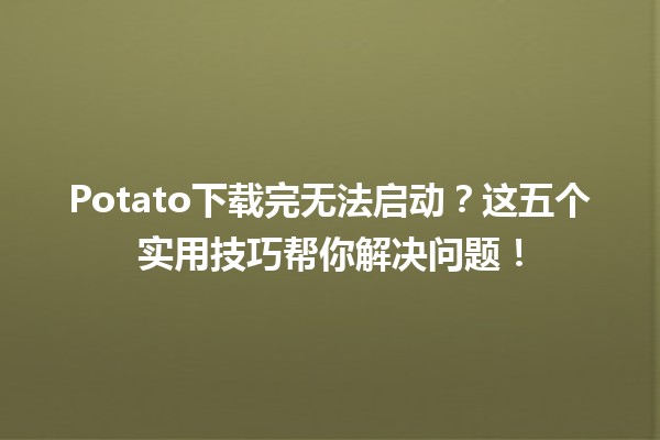 Potato下载完无法启动？这五个实用技巧帮你解决问题！🚀🛠️