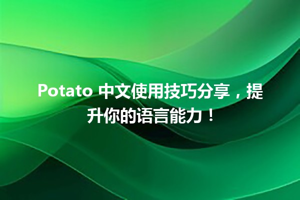 🍟🥔 Potato 中文使用技巧分享，提升你的语言能力！