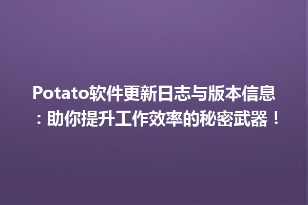 🌟Potato软件更新日志与版本信息：助你提升工作效率的秘密武器！🥔