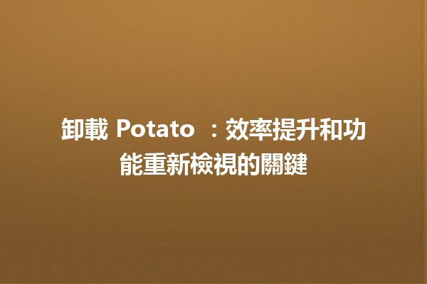 卸載 Potato 🌟：效率提升和功能重新檢視的關鍵