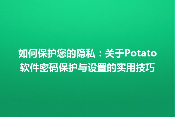 🥔 如何保护您的隐私：关于Potato软件密码保护与设置的实用技巧