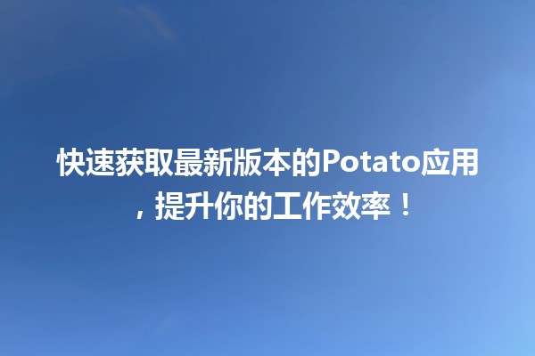 快速获取最新版本的Potato应用，提升你的工作效率！🚀📲