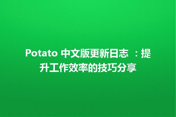 Potato 中文版更新日志 🥔✨：提升工作效率的技巧分享