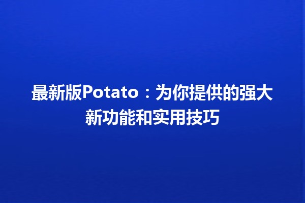 🎉 最新版Potato：为你提供的强大新功能和实用技巧 🚀