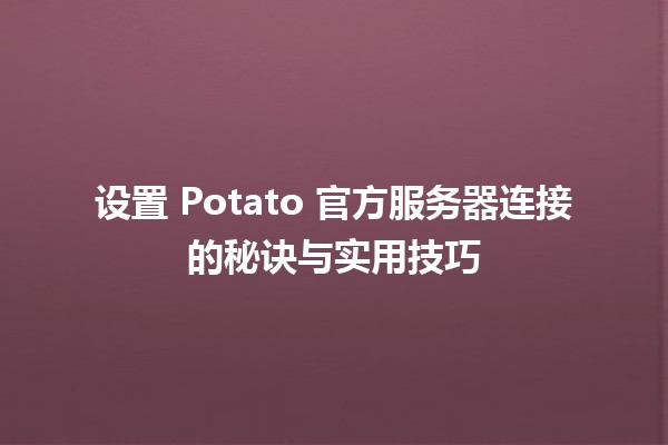 🥔 设置 Potato 官方服务器连接的秘诀与实用技巧 🌟