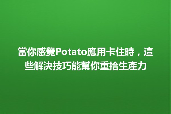 🍟 當你感覺Potato應用卡住時，這些解決技巧能幫你重拾生產力 🚀