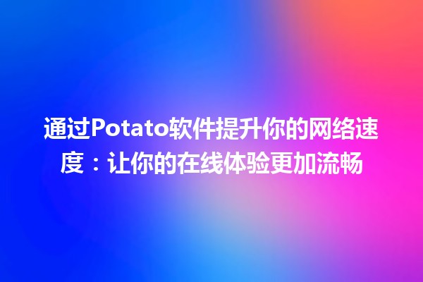 🥔 通过Potato软件提升你的网络速度：让你的在线体验更加流畅 🚀