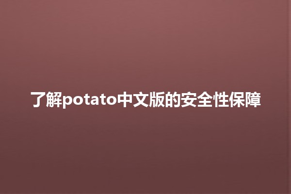 🎉了解potato中文版的安全性保障💻