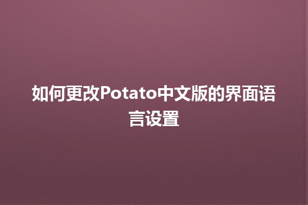 如何更改Potato中文版的界面语言设置🤔🌍