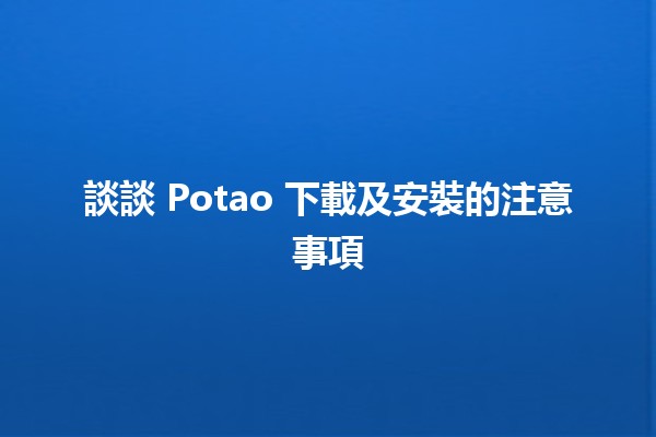 🍟 談談 Potao 下載及安裝的注意事項 🛠️