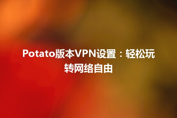 🥔 Potato版本VPN设置：轻松玩转网络自由 🌍