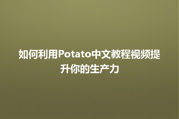 如何利用Potato中文教程视频提升你的生产力 📈🎥