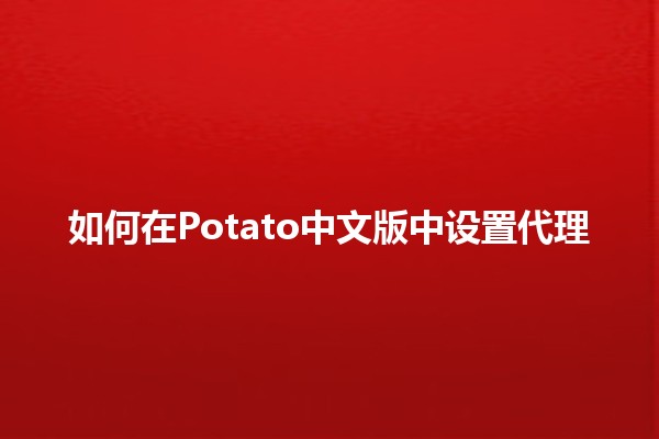 如何在Potato中文版中设置代理 🚀🌍