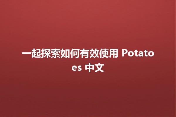 一起探索如何有效使用 Potatoes 中文 🍽️🥔