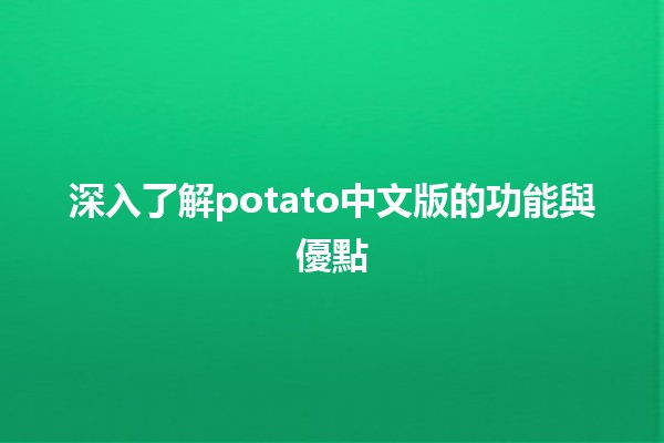 🍟 深入了解potato中文版的功能與優點 🥔