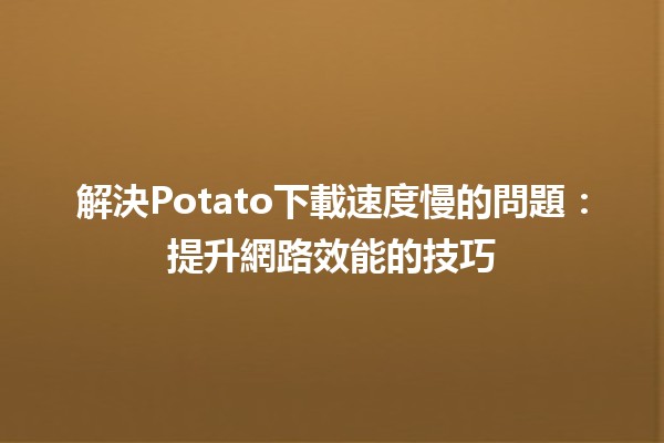 🔧 解決Potato下載速度慢的問題：提升網路效能的技巧