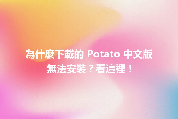 🎮 為什麼下載的 Potato 中文版無法安裝？看這裡！🚫