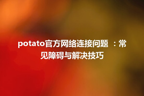 potato官方网络连接问题 🔗💻：常见障碍与解决技巧