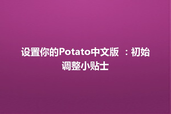 设置你的Potato中文版 🥔：初始调整小贴士