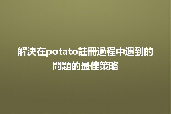 解決🚀在potato註冊過程中遇到的問題的最佳策略