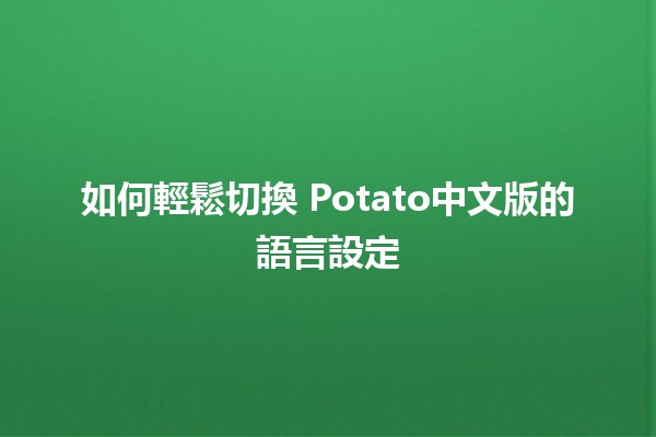 如何輕鬆切換 Potato中文版的語言設定 🌍✨