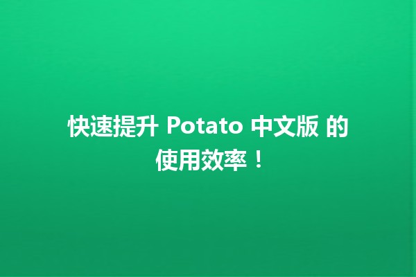 🚀 快速提升 Potato 中文版 的使用效率！