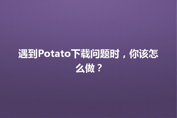 遇到Potato下载问题时，你该怎么做？💡🚀