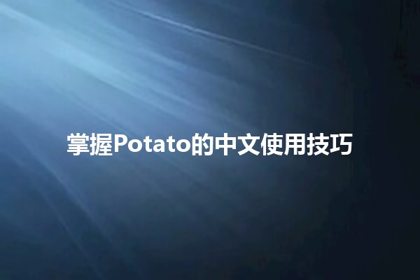 掌握Potato的中文使用技巧🍟✨