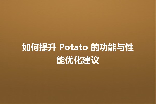 如何提升 Potato 的功能与性能优化建议 🥔✨